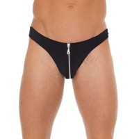 Mens Black GString With Zipper On Pouch