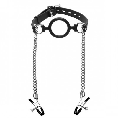 Mutiny Silicone O Ring Gag Plus Nipple Clamps