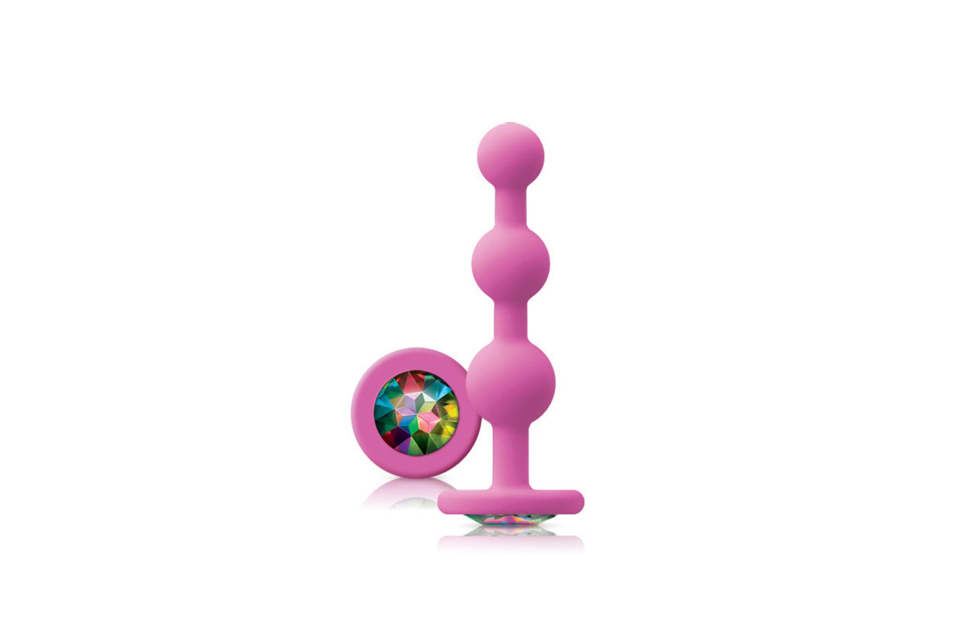 Glams Pink Ripple Anal Plug Rainbow Gem