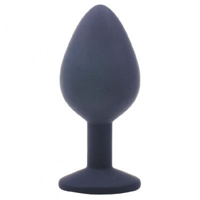 Medium Black Jewelled Silicone Butt Plug