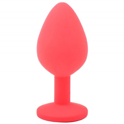 Medium Red Jewelled Silicone Butt Plug